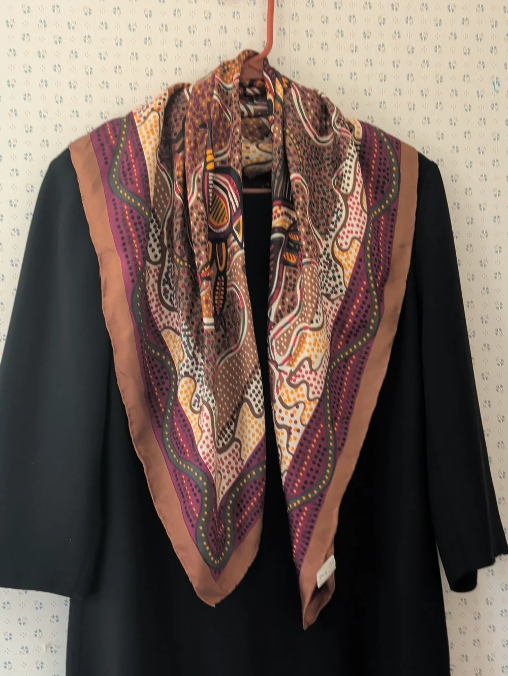Alexander Allery Silk Scarf Australia Aboriginal Designed Dowunder Orange Dot